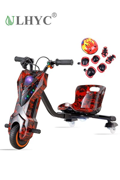 ULHYC Electric Drift Scooter with Bluetooth Music, 3 Speeds, LED Lights, 100kg Load
