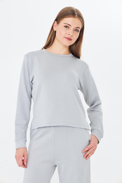 TRENDHİLL Women's Modal Fabric Comfortable Fit Tracksuit Set Gray 8509-g