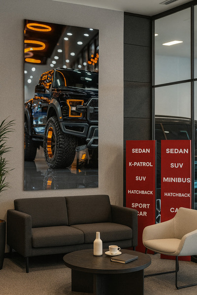 BLT DİZAYN Off-Road Pickup Glass Table with Powerful Motor