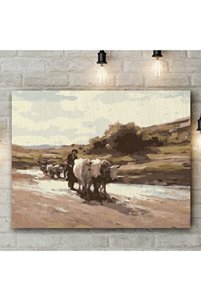 Pictorul Fericit Cows on the hill (Car cu boi)- Pictură pe numere