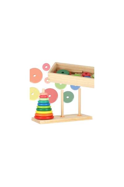 Three top online Wooden pyramid with base tower rainbow sorter