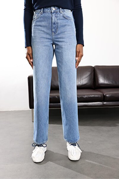 5in1Canpolat Blue High Waist Straight Jeans