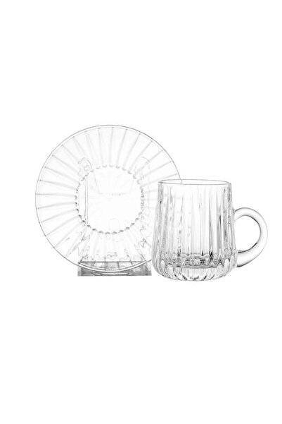 Beauenty Clear Glass Tea Cups and Saucers Set of 6 Cups + 6 Tea Saucers