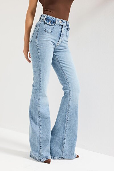 its basic Women's Ice Denim Color 4S6-3 Flare Fit Viscose Elastane Fabric Denim Jean