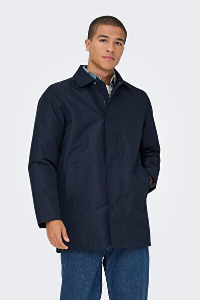 ONLY Erkek Kruvaze Yaka Fermuarli Kaban – Ribstop Dokuma, Kolay Kombinlenebilir