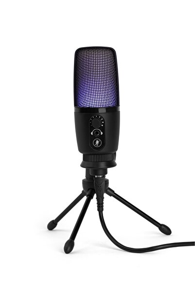 DRİTON Mv-3 Siyah Rgb Usb Oyuncu Yayıncı Ve Podcast Için Uyumlu Condenser Mik...