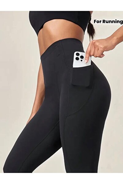 LACKH Ψηλόμεσο, ελαστικό, μονόχρωμο κολάν Άνετο απαλό κομψό στυλ για γυμναστική με πλαϊνή τσέπη # ΚΟΛΑΝ