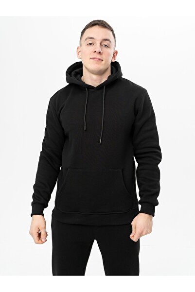 ELNOYA Unisex Black 3 Thread - Minimalist Basik Long Sleeve Comfortable - Sweatshirt