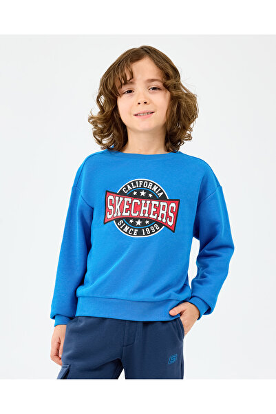 SKECHERS B Crewneck Sweatshirt Mare Băiat Albastru Neon Sweatshirt SK2520017-3573