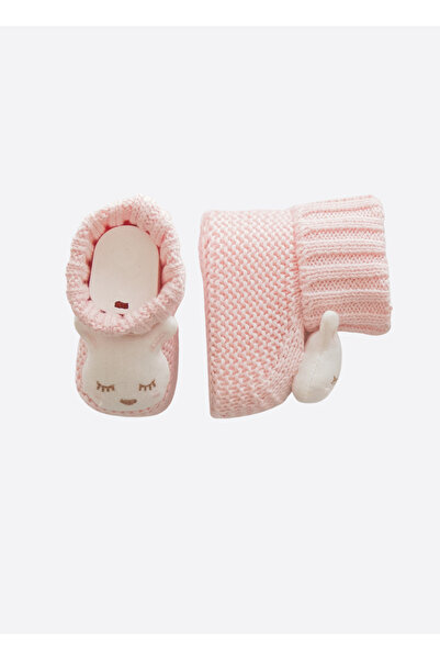 kitikate Organic Knitwear Figured Booties Pink-Rabbit