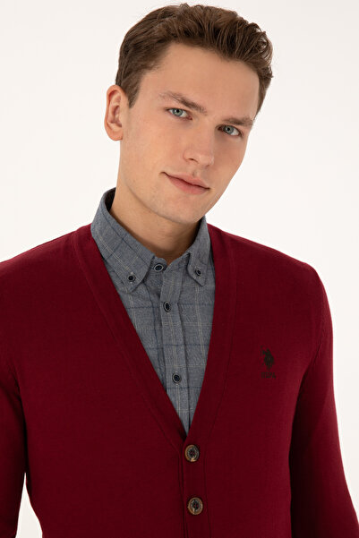 U.S. Polo Assn. Men's Burgundy Basic Knitwear Cardigan 50313702-Vr014