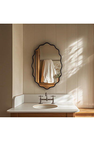 Narkissos Dizayn 90x60 cm Elips Dalgalı Duvar Aynası / Konsol Aynası / Makyaj...