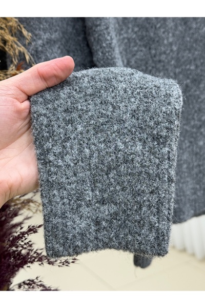 MİHRA STORE Fiametta Collared 3 Button Short Beard Sweater-Zi̇7019 Anthracite