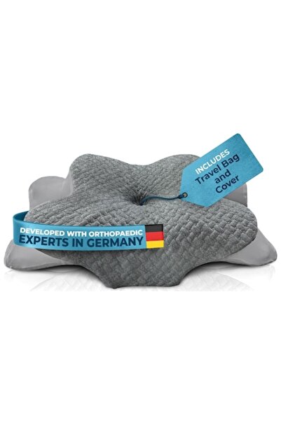 CEDA HOME Orthopedic Neck Pillow, Memory Foam, Bamboo Cover, Gray, 40x60x12-14 cm