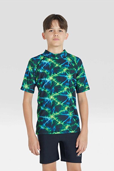 Coega Sunwear ملابس سباحة للأولاد والشباب من قطعتين - لون أخضر نيرو صبغ بالربط