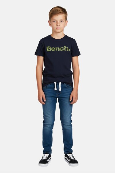 BENCH Kids Boy 3 Pieces Short Sleeve Graphic Print T-Shirt And Jeans Set, Multicolor