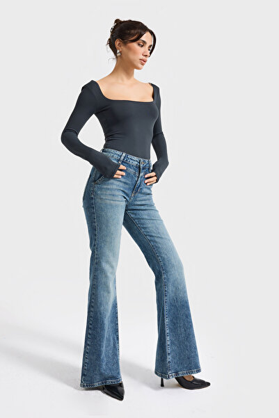 its basic Women's T.Kot Color 2S6-11 Flare Fit Viscose Elastane Fabric Denim Jean