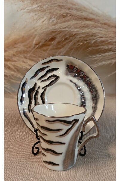 BY.RAYKA PORSELEN El Dekor Nera Demet Porcelain El Boyama 2-Piece Coffee Cup