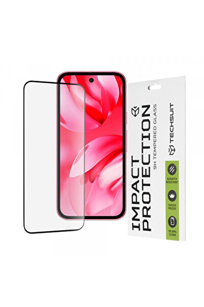 Google Techsuit Screen Protector for Pixel 9a, Tempered Glass, Full Glue, 111D, Black