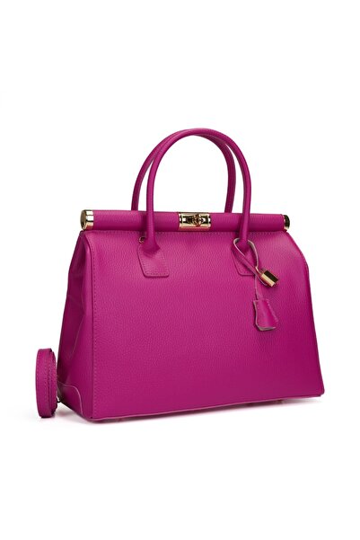 Posete Fagaras Jennifer Leather Purse - Fuchsia, Genuine Leather Office Bag, Handbag, Bags