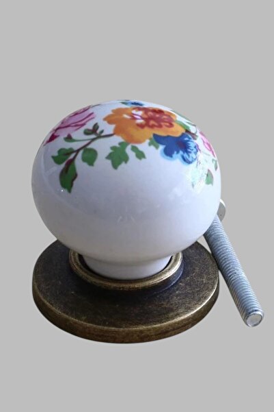 MH MiniHediye Real Porcelain (Premium) Floral Button Furniture Kitchen Drawer Cabinet Wardrobe Door Handle Handle