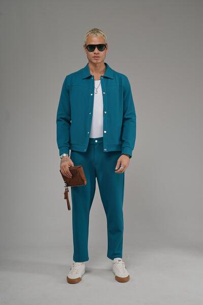 king brich Regular Fit Snap Closure Jacket Pants Bottom Top Set