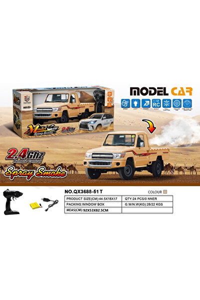 Toysea 1:12 RC Desert Pickup Truck with Spray Smoke, LED Lights, 2.4GHz Control & USB Rechargeable