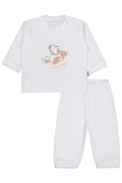 Minidamla Velboa Airplane Boys 2-Piece Set 1-6 Months - Ecru 3-6 Months