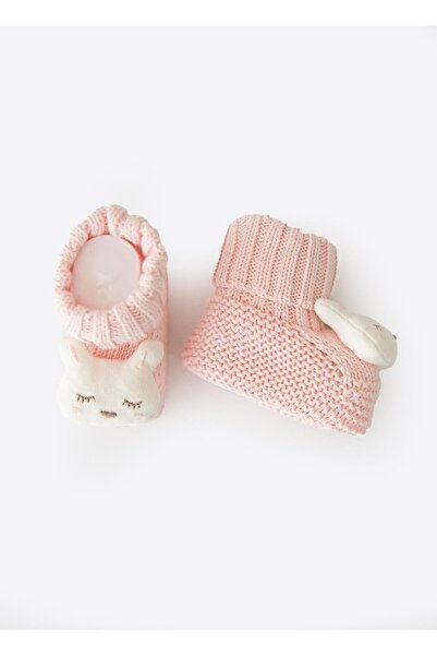 kitikate Organic Knitwear Figured Booties Pink-Rabbit