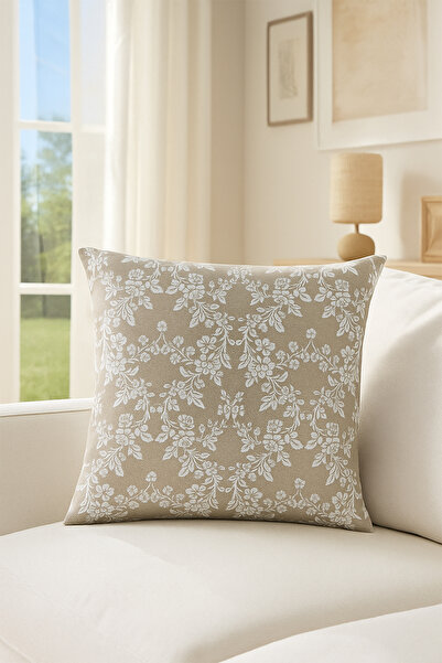 Premier Home Duck Floral Throw Pillow Cover Beige White V1 45X50