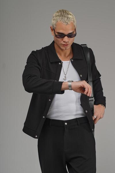 king brich Regular Fit Snap Closure Jacket Pants Bottom Top Set