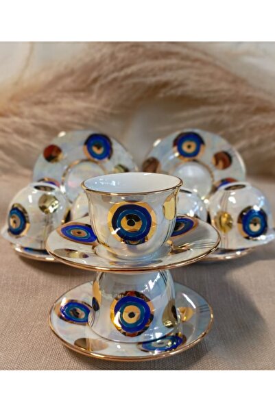 BY.RAYKA PORSELEN El Dekor Evil Eye Bead Porcelain Hand Painting 6-Piece Myrrh Set