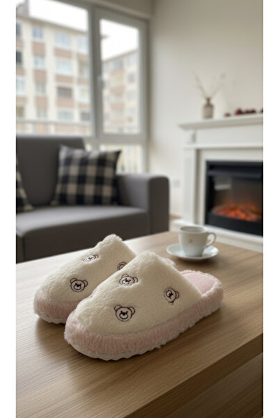 Hızlı Al Bear Pattern Embroidery Silent Sole Personality Home Slippers.