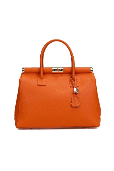 Posete Fagaras Jennifer Leather Purse - Orange, Genuine Leather Office Bag, Handbag, Bags