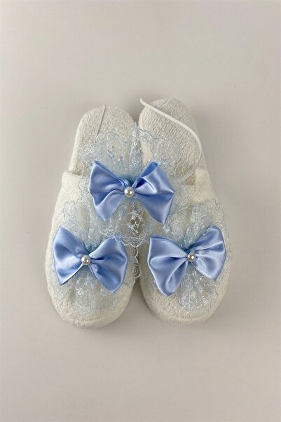 Lohusa Homewear Women's Blue Bow Lace Stylish Maternity Crown Slippers Set Effortt
