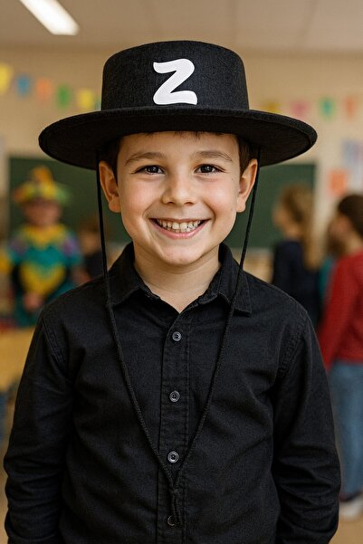 TOYFEST Zorro Children's Costume Set Hat and Mask with Letter Z Hero Accessory Party Toy - (Ages 6-12)