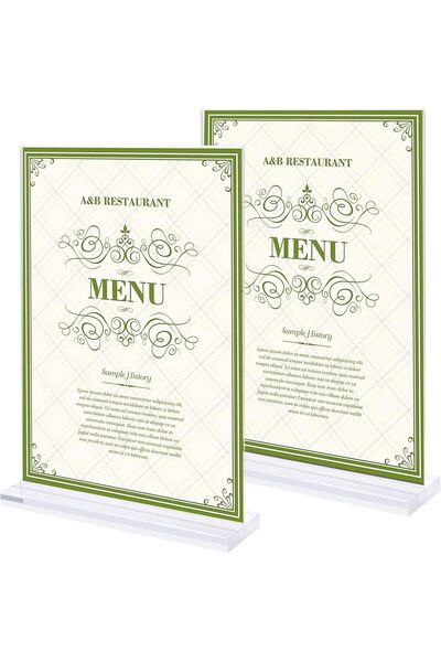 Slasa حامل لافتات على شكل حرف T من الأكريليك الشفاف مقاس A5، شاشة عرض قائمة م...