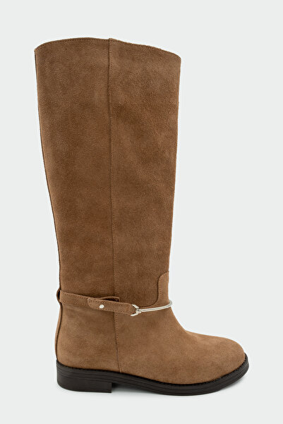 LAMİNTA Steve Mink Suede Women's Removable Gold Accessory Boots