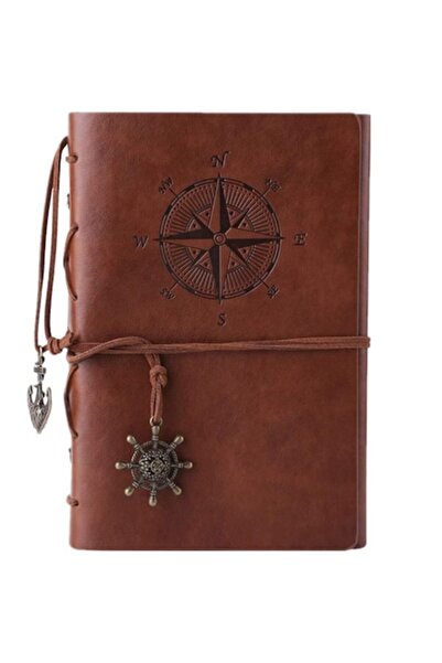 MOKO A6 Notebook, Vintage Design, Eco-Leather, 6 Binding Rings, 80 Sheets/160 Vellum Pages, Brown