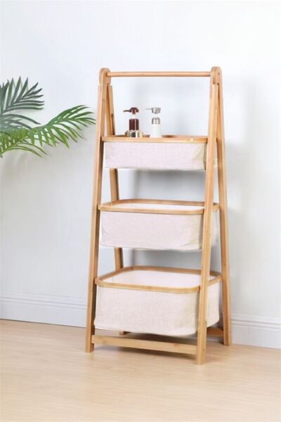 Bayev Bamboo Cream 3-Basket Organizer 700751 - Wooden Hobby Basket Toy Basket Organizer