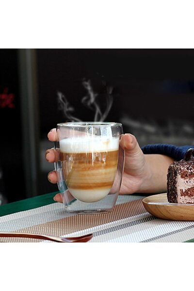 Alcoach Double-Walled Glass Latte Coffee Cups, Set of 2, 350 ml