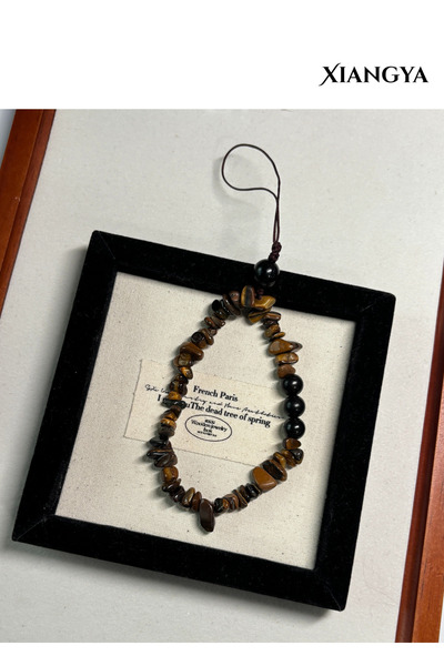 XIANGYA Lanyard Phone Strap with Blue Glass Beads – Handmade Cute Minimalist Charms for Phones & Bags