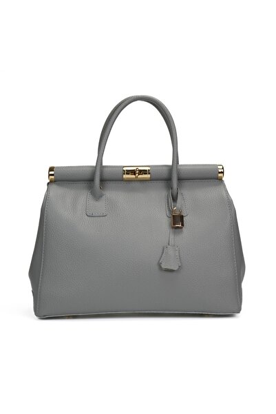 Posete Fagaras Jennifer Leather Purse - Gray, Genuine Leather Office Bag, Handbag, Bags