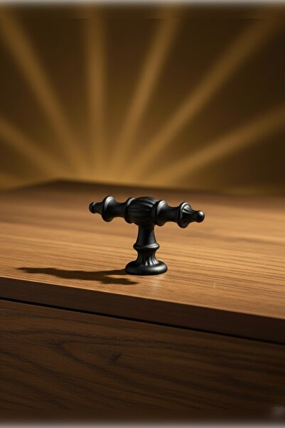 MH MiniHediye Şehzade Handle Button Furniture Kitchen Drawer Cabinet Cupboard Handles Cover Handle Knob Black Metal