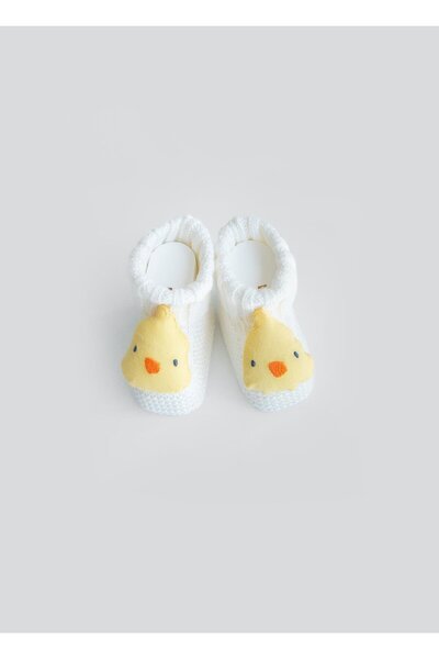 kitikate Organic Knitwear Figured Booties Ecru Chick