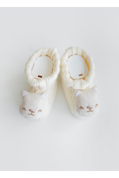 kitikate Organic Knitwear Figured Booties Natural Raccoon