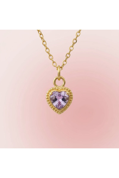 irva collection Renkli Zirkon Taşlı Minimal Kalp Kolye