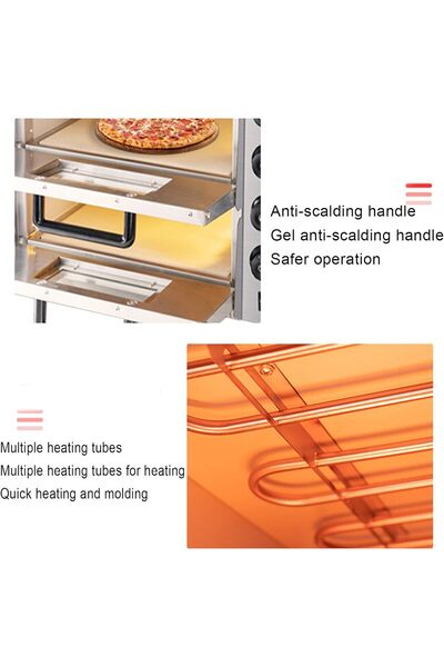 Five Stars Llchaensc Tabletop 2-Tier Commercial Stainless Steel Electric Pizza Oven with Timer