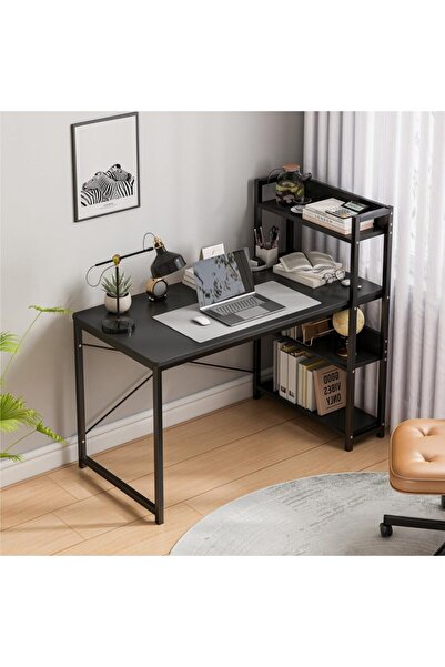 ZUIHAO Study Desk Table for Home Office,4-layer Reversible Bookshelf Storage Computer Desk for Workstation