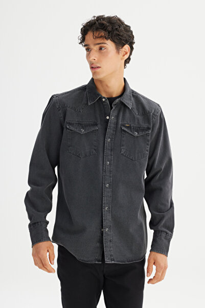 Lee %100 Pamuk Regular Fit Normal Kesim Klasik Yaka Cepli Denim Gömlek